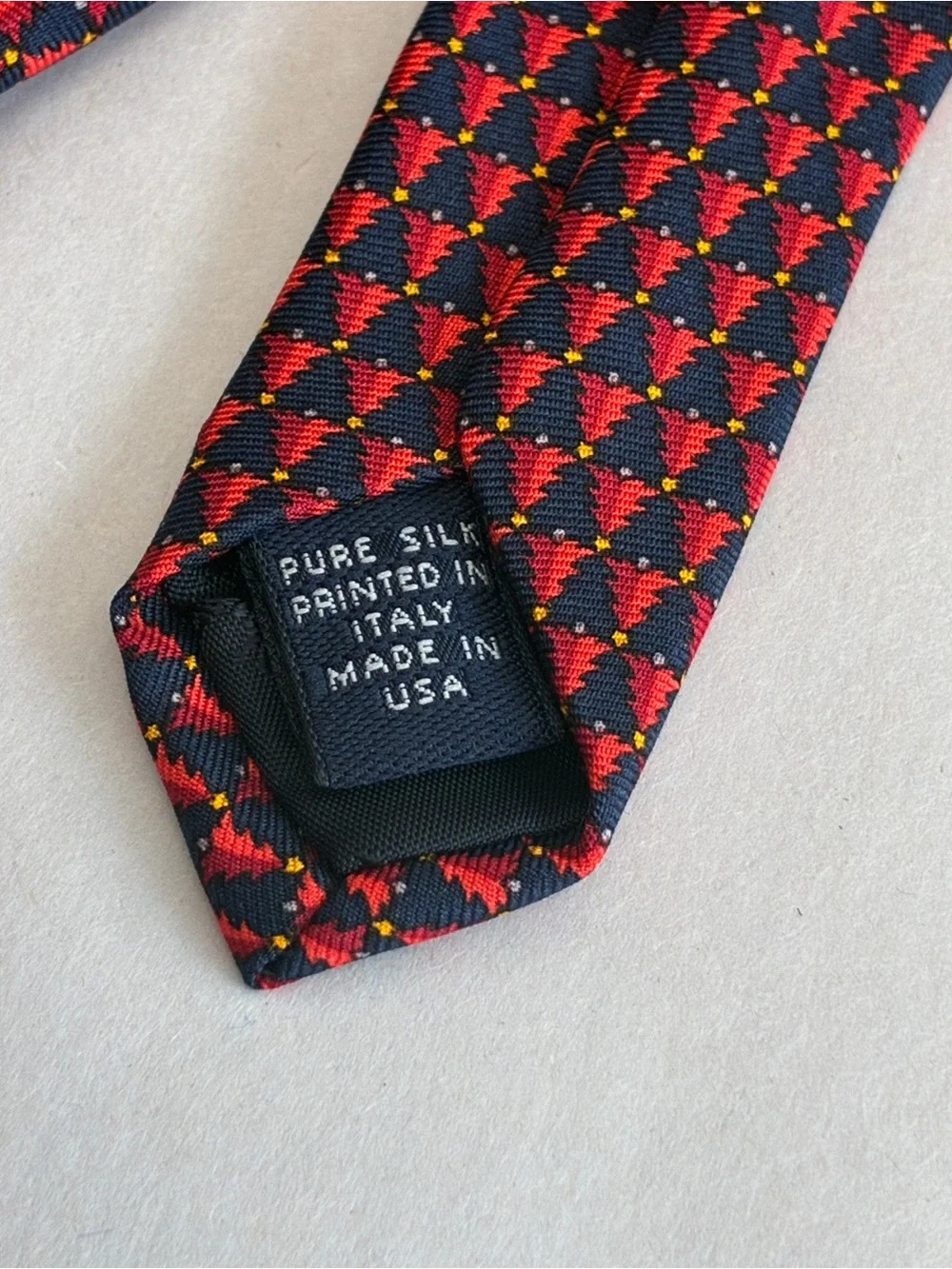Brooks Brothers Makers Silk Tie Navy Red Christmas Tree Made USA Printed Italy